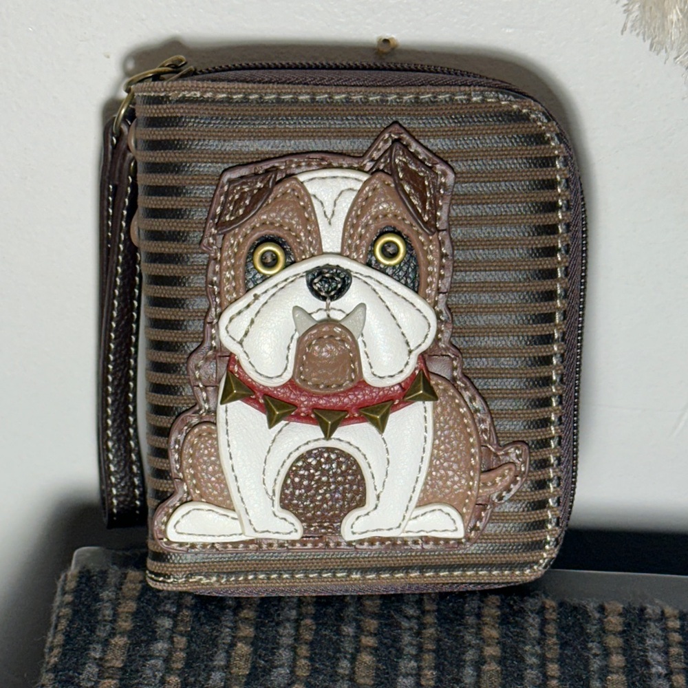 Chala Brown Wallet with Bulldog Design